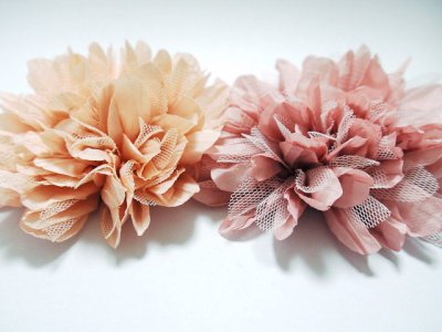画像2: １０〜１１cmサテンとレースの花：サーモンピンク