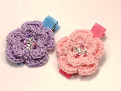 画像1: ラメ入り手編み花　２段　４〜５cm