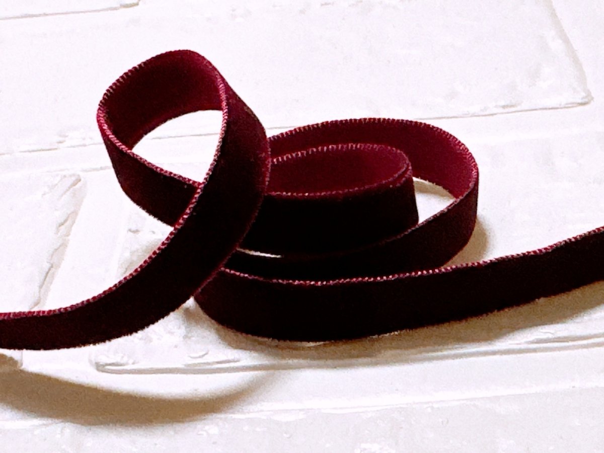 画像2: えんじピンクベルベットリボン　１０ｍm幅 (2)