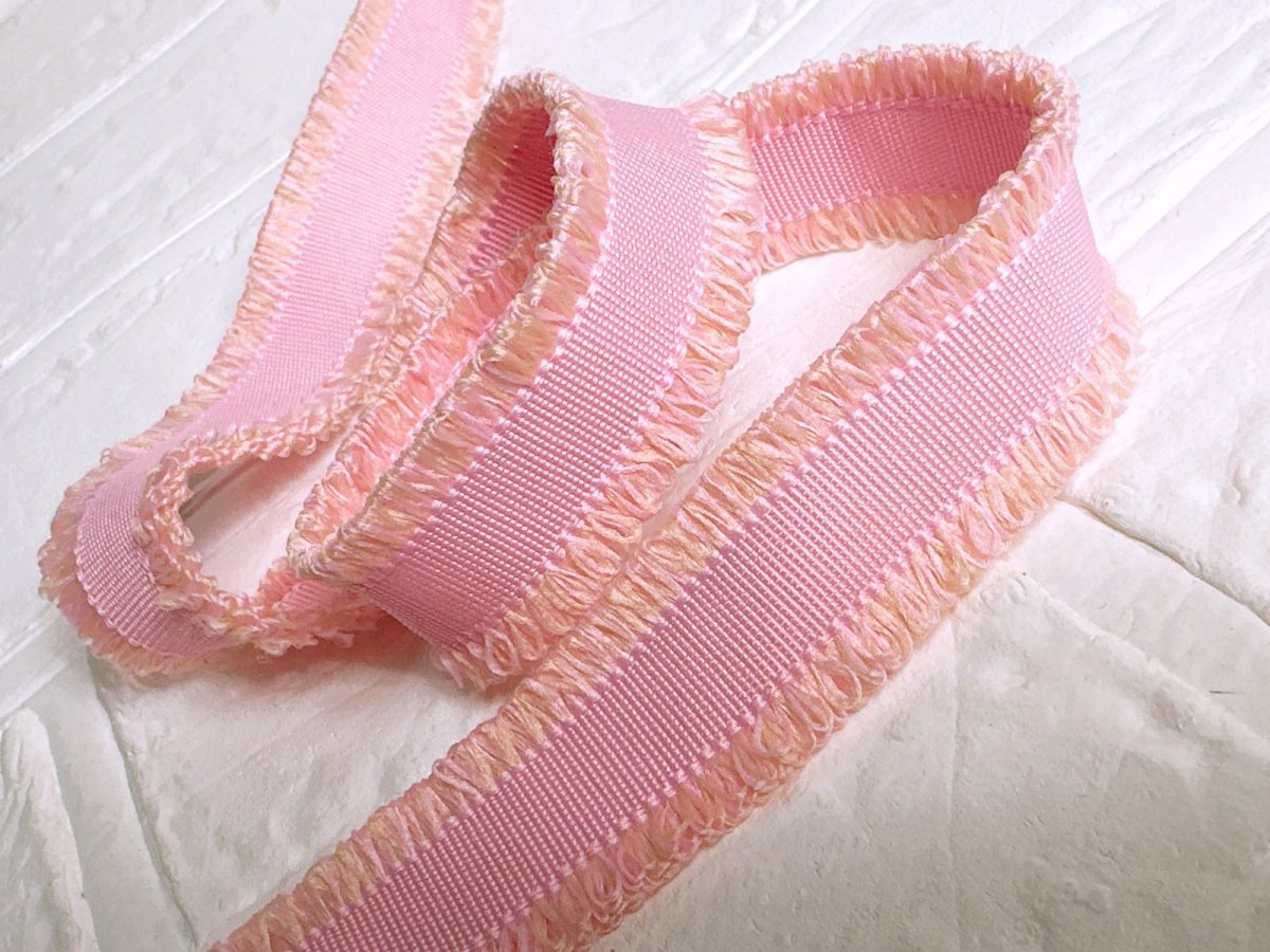 画像2: 75センチのみ★ピンクフリンジデニム25ミリ (2)