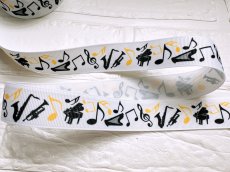 画像1: ピアノ　サックス　トランペット柄　25mm幅 (1)
