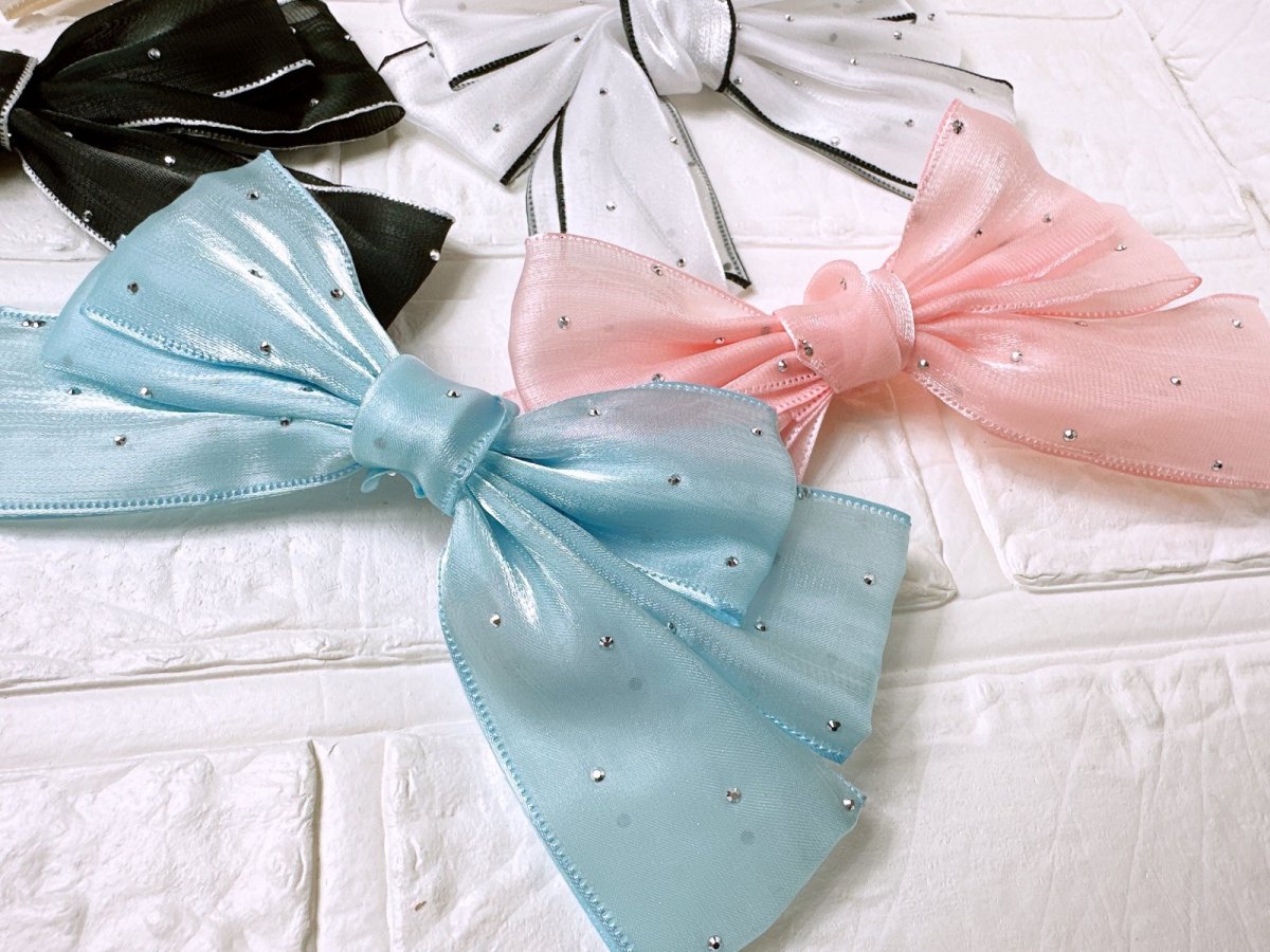 画像4: シフォンリボン　ラインストーン付き (4)