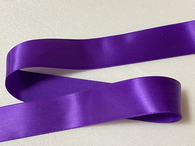 片面サテンリボン紫 25mm幅 - ribbon-i(リボン アイ）
